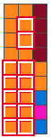 A 9 by 3 answer grid in which twelve cells are outlined in red as wrong.